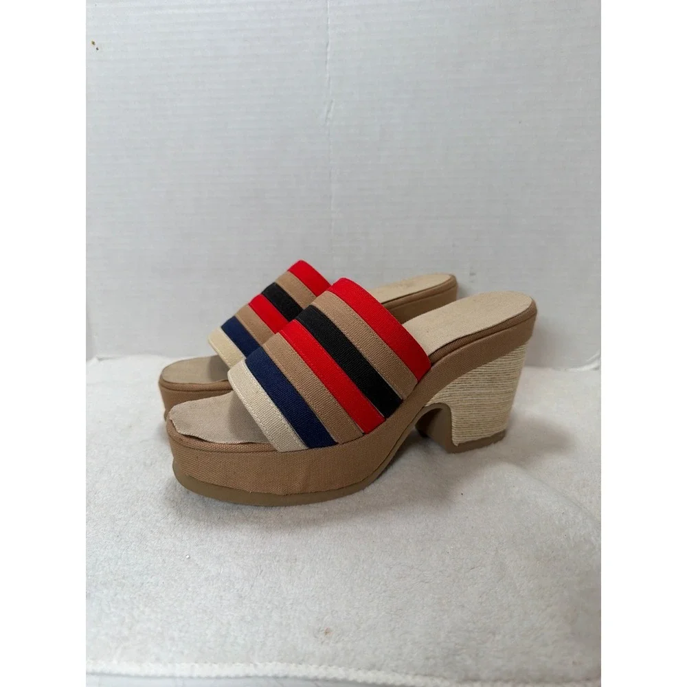 VTG NIB Grungies by Hofheimers Womens Striped Wedge Platform Sandals‎ Size 8M